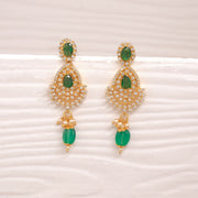 Dazzling CZ-Studded Silver Earrings with Green Stones