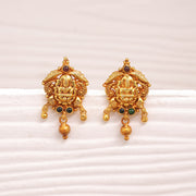 Silver Lakshmi Devi Earrings with Stones