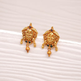 Silver Lakshmi Devi Earrings with Stones
