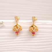 Silver and CZ Combination Jhumkas