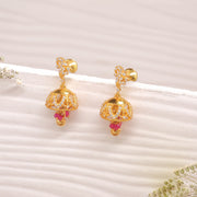 Silver and CZ Combination Jhumkas