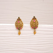 Silver Earrings with Paisley Design and Kundans