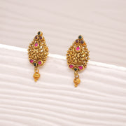 Silver Earrings with Paisley Design and Kundans