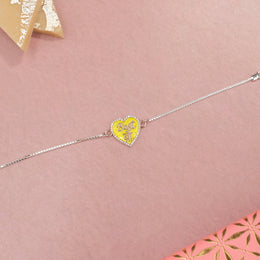 Funky Silver Rakhi with Heart-Shape