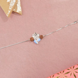 Lord Ganesh and Rudraksha Silver Rakhi