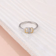Delicate Two-Tone Heart Motif Sterling Silver Ring