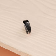 Simple Silver Ring with Black Enamel Highlight