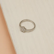 Silver Floral CZ Ring