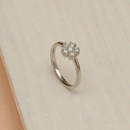 Silver Floral CZ Ring