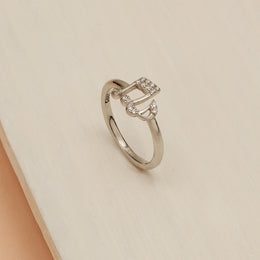 Trendy Silver CZ Musical Note Ring