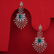 Nature-Inspired Leaf and Floral Silver Earrings with CZs