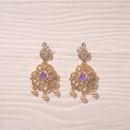 Elegant Floral Silver Earrings with Moissanite Stones and CZs