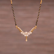 Traditional Simple Black Bead Chain with CZ Pendant