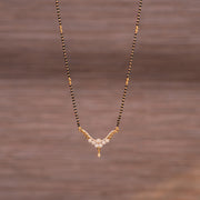 Traditional Simple Black Bead Chain with CZ Pendant