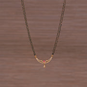 Two-Stepped Black Bead Chain with CZ Pendant