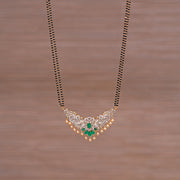 Black Bead Chain with CZ Floral Pendant and Pearls