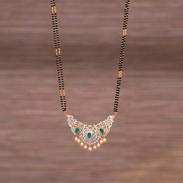 Black Bead Chain with Pearl and CZ Combination Pendant