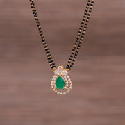 Black Bead Chain with Drop-Shaped Green Moissanite Stone Pendant