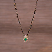 Black Bead Chain with Drop-Shaped Green Moissanite Stone Pendant