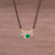 Black Bead Chain with Floral and Leaf Pendant