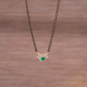 Black Bead Chain with Floral and Leaf Pendant