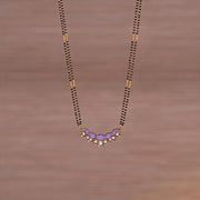 Black Bead Chain with Moissanite Stone and Kundan Pendant