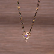 Black Bead Chain with Peacock and Kundan Pendant