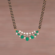 Black Bead Chain with Simple Kundan and Moissanite Stone Pendant