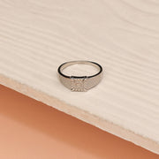 Silver Engraved Ring with Petal Design