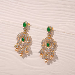 Dazzling Silver and CZ Earrings with Jhumka Combination