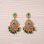Floral Silver Earrings with Intricate CZ Stone Work and Pearls