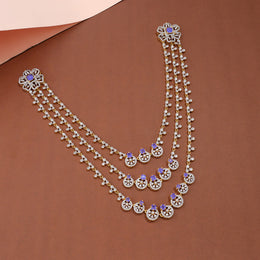 Elegant CZ Multi-Layer Necklace with Violet Gemstone Accents