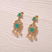 Silver Earrings with CZs, Moissanite Stones, and Drop Design