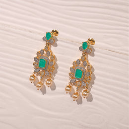 Silver Earrings with CZs, Moissanite Stones, and Drop Design