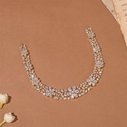 Silver Kundan Necklace with Intricate Floral Design