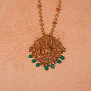 Temple Silver Necklace with Divine Lord Krishna Design