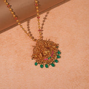 Temple Silver Necklace with Divine Lord Krishna Design