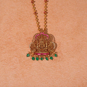 Temple SIlver Lakshmi Devi Neklace with Stone Beads and Kundans