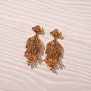 Regal Temple Silver Lakshmi Devi Earrings Studded with CZs