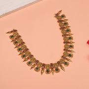 Silver Lakshmi Kasu Short Necklace with Coloured Kundans