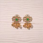 Kundan Studded Floral Silver Earrings with Moissanite Stone Highlight