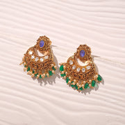 Temple SIlver Chandbali with Kundans and Floral Stud