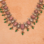 Bold Silver Necklace with Moissanite Stones and Kundans