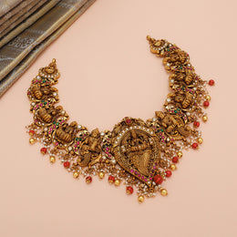 Vintage Style Silver Necklace with Coral & Pearl Beads