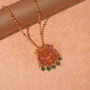 Temple Silver Lakshmi Devi Necklace with Coloured Kundans
