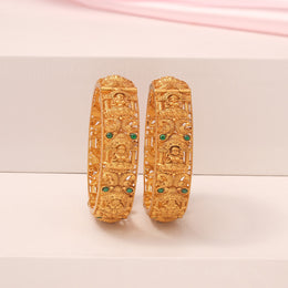 Divine Lakshmi Silver Bangles with Lotus Detailing