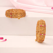 Divine Adjustable Silver Lakshmi Bangles with Kundans