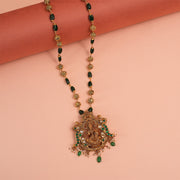 Unique Silver Kundan Pendant with Coral Hangings