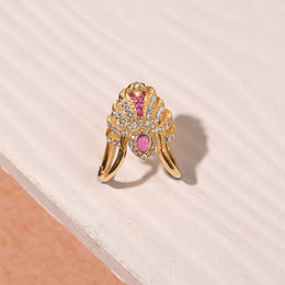 Silver Ring with Intricate CZ Stone Work and Moissanite Stone