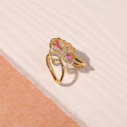 Silver Ring with Intricate CZ Stone Work and Moissanite Stone